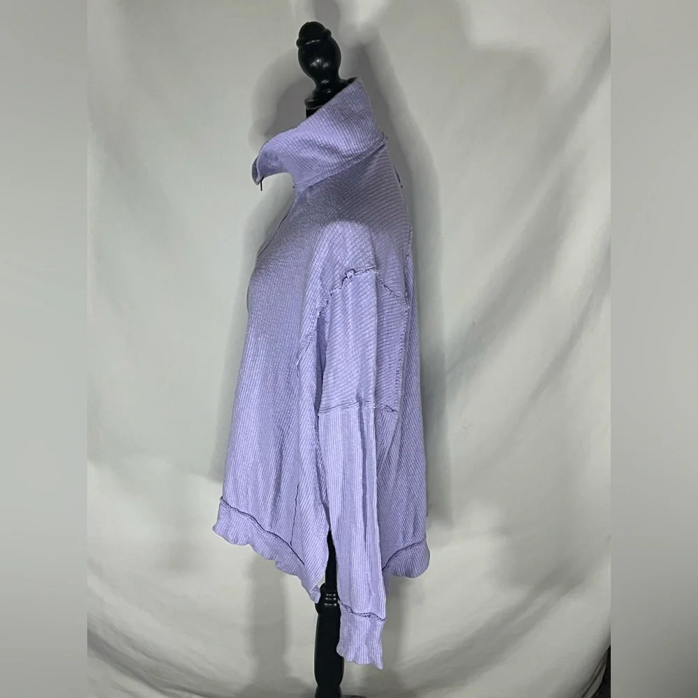 We The Free Freya Henley Ribbed Knit Oversized 1/2 Zip Womens Pullover Small - Picture 4 of 10